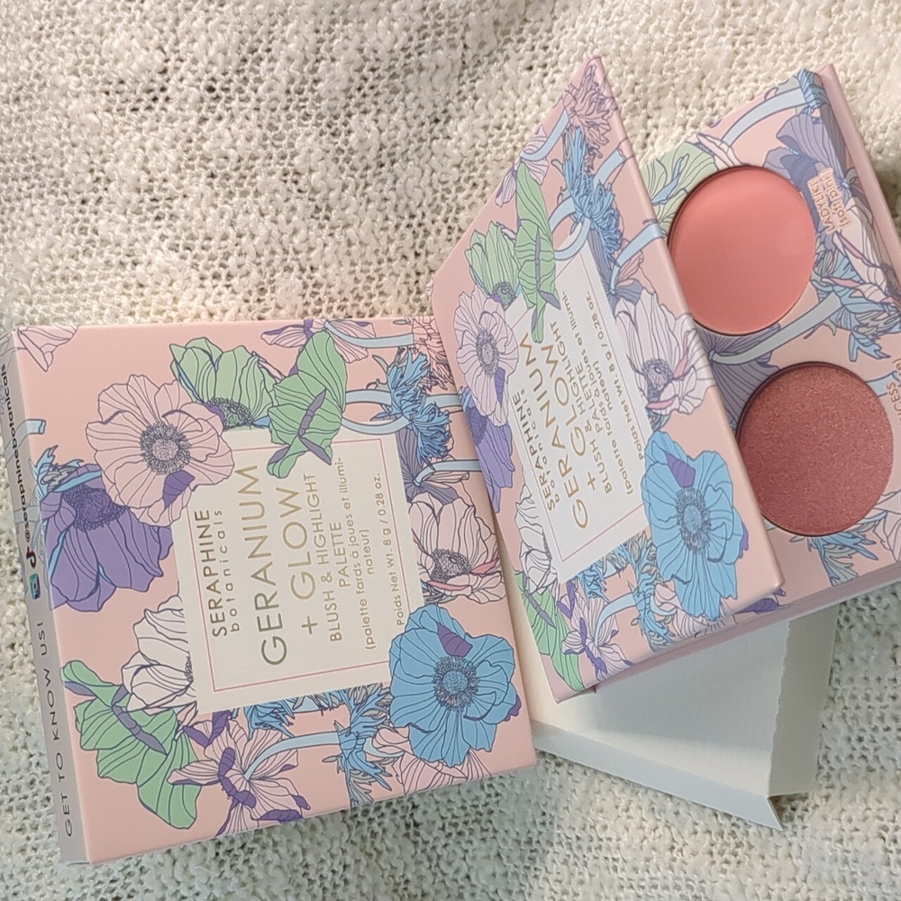 SERAPHINE botanicals Geranium+Glow Blush+Highlight Palette in HELIOPINK